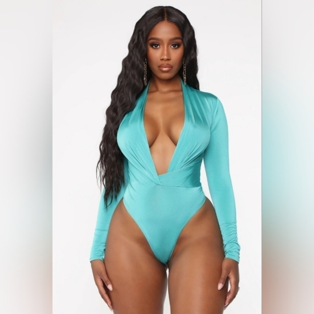 Fashion Nova- Out All Night Satin Bodysuit- W Sz Small
